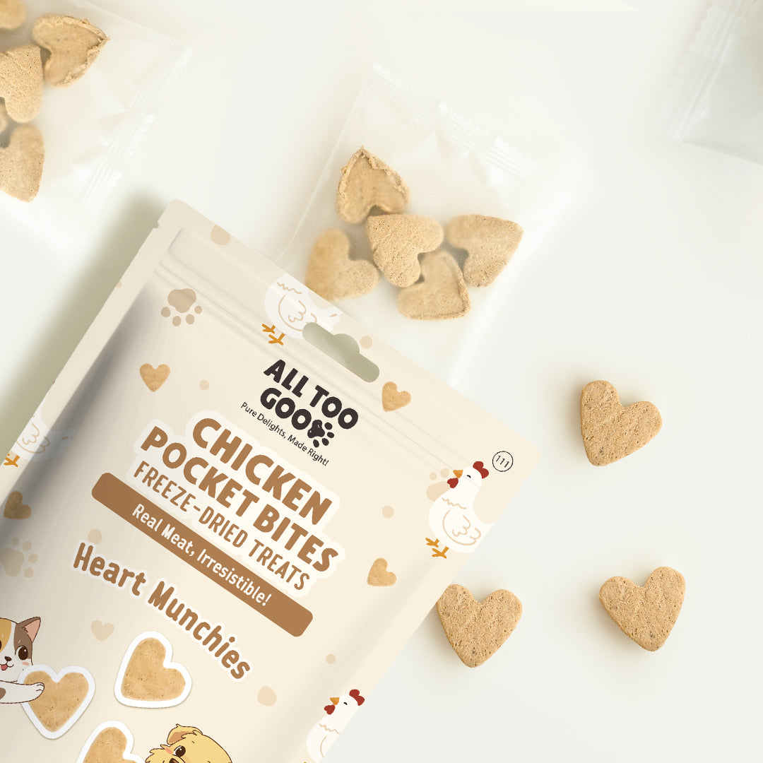All Too Good Chicken Pocket Bites Freeze-Dried Treats Heart Munchies 78g-All Too Good-Catsmart-express