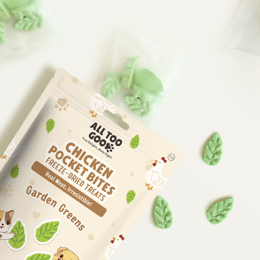 All Too Good Chicken Pocket Bites Freeze-Dried Treats Garden Greens 24g-All Too Good-Catsmart-express