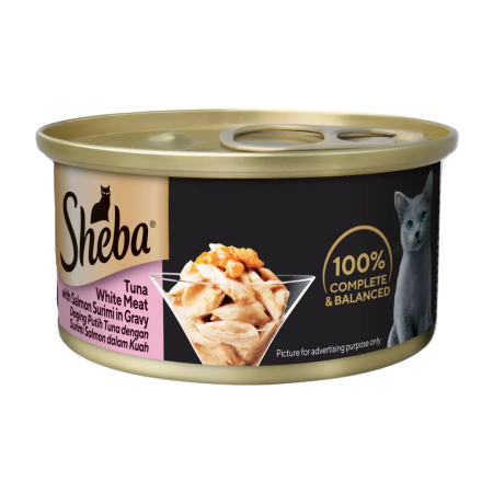 Sheba Canned Food Gravy Tuna White Meat w/Salmon Surimi 85g (24 cans)