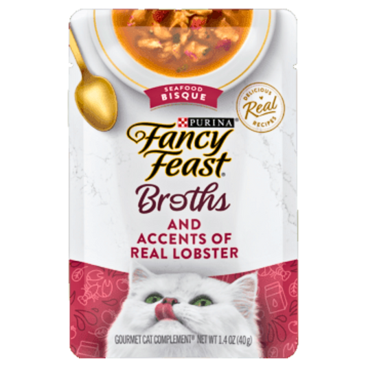 Fancy Feast Broths Seafood Bisque w/Accents of Real Lobster 40g-Fancy Feast-Catsmart-express
