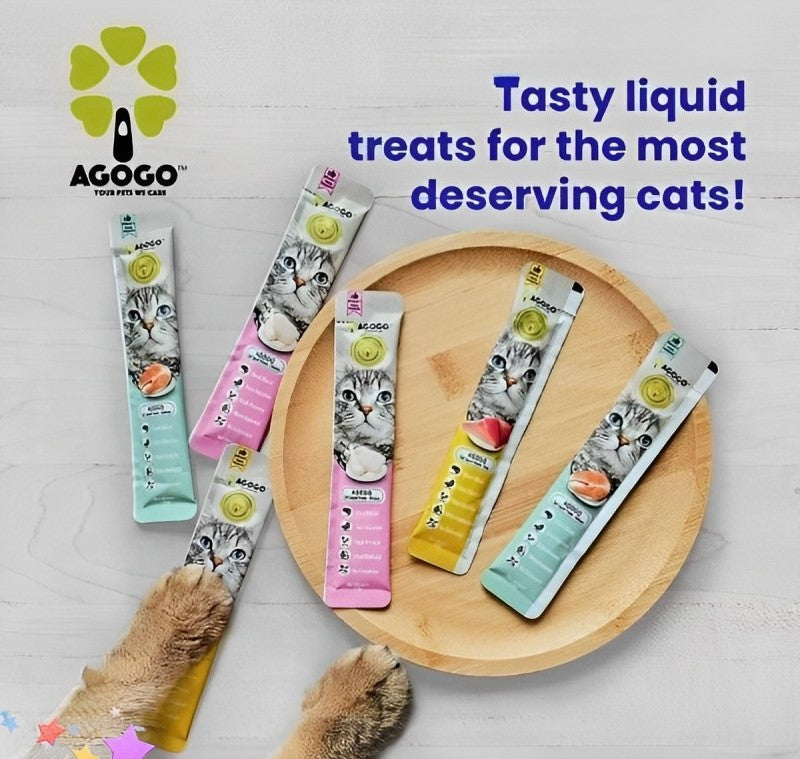 Agogo Cat Liquid Treat Chicken 12gx5sticks (3 Packs)-Agogo-Catsmart-express