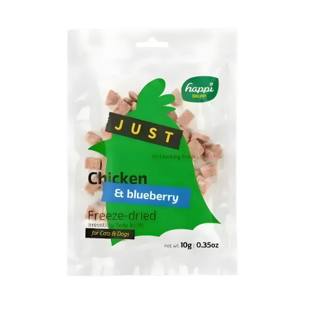 Happi Skippi Pet Treat Just Freeze Dried Chic & Blueberry 10g x5-Happi Skippi-Catsmart-express