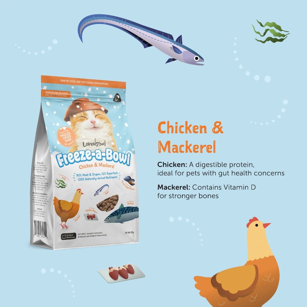Loveabowl Cat Food Freeze-A-Bowl Chicken & Mackerel 85g-Loveabowl-Catsmart-express