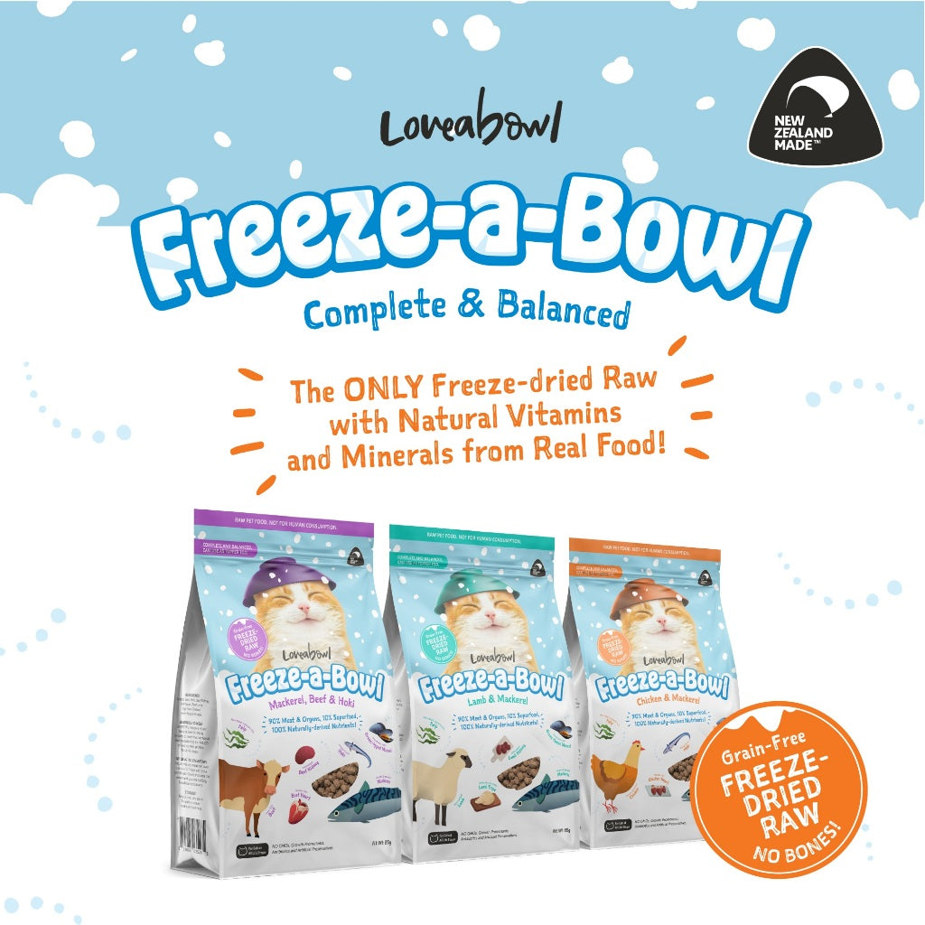 Loveabowl Cat Food Freeze-A-Bowl Mackerel Beef & Hoki 85g-Loveabowl-Catsmart-express