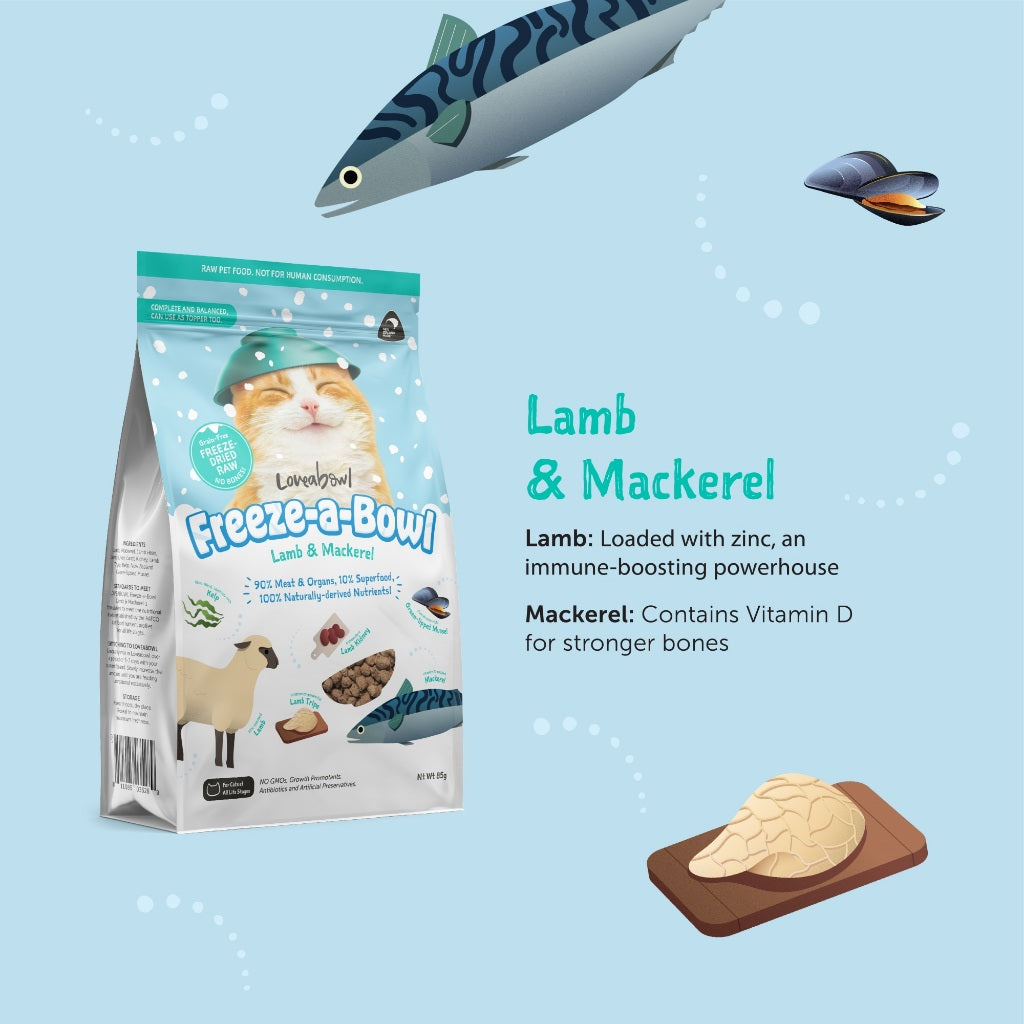 Loveabowl Cat Food Freeze-A-Bowl Lamb & Mackerel 200g-Loveabowl-Catsmart-express