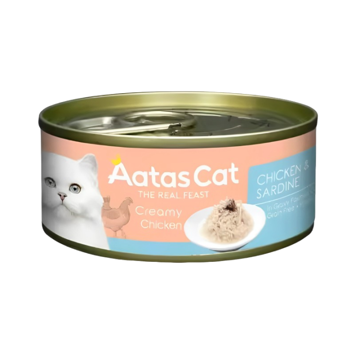 Aatas Cat Creamy Chicken & Sardine 80g Carton (24 Cans)-Aatas Cat-Catsmart-express