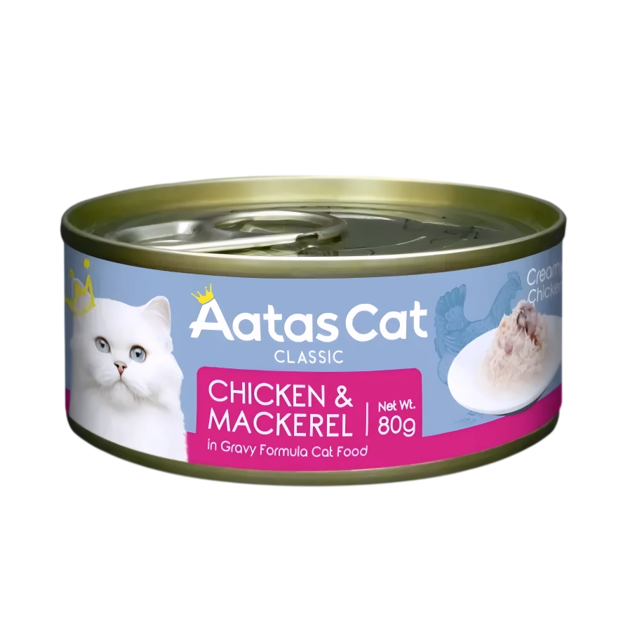 Aatas Cat Creamy Chicken & Mackerel 80g Carton (24 Cans)-Aatas Cat-Catsmart-express