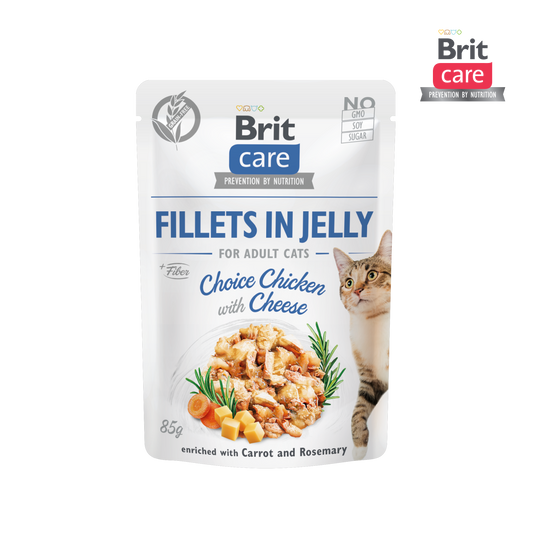 Brit Care Cat Fillets in Jelly Choice Chicken with Cheese 85g-Brit-Catsmart-express
