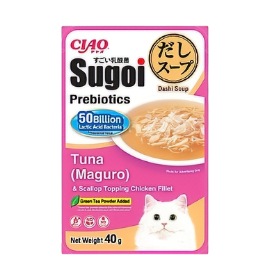 Ciao Sugoi Pouch Soupy Tuna Maguro Scallop w/Chic Fillet 40g-Ciao-Catsmart-express