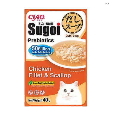 Ciao Sugoi Pouch Soupy Chicken Fillet & Scallop 40g x16-Ciao-Catsmart-express