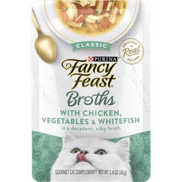 Fancy Feast Broths Classic Chicken, Vegetables & Whitefish in a Decadent Silky Broth 40g-Fancy Feast-Catsmart-express