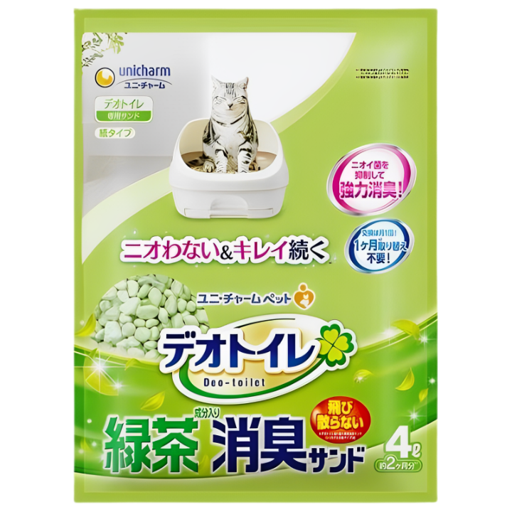 UniCharm Anti-Bacterial Green Tea Scented Paper Litter Refill 4L-UniCharm-Catsmart-express