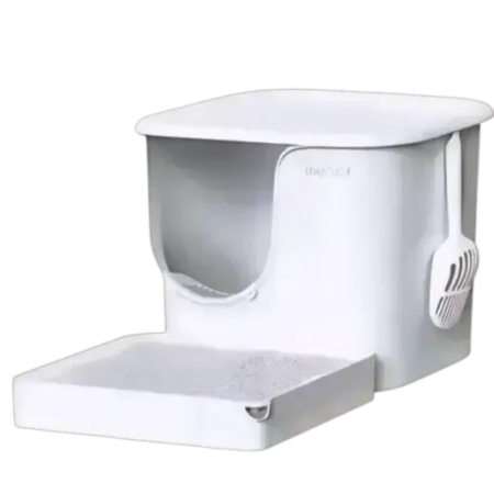 Meoof Litter Box Great House w/Trapping Base White
