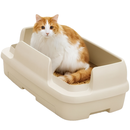 Nyantomo Cat Clean Toilet Relaxing Light Beige-Catsmart-express-Catsmart-express