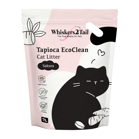 Whiskers2Tail Tapioca EcoClean Cat Litter 5kg/7L Sakura (4 packs)-Whiskers2Tail-Catsmart-express