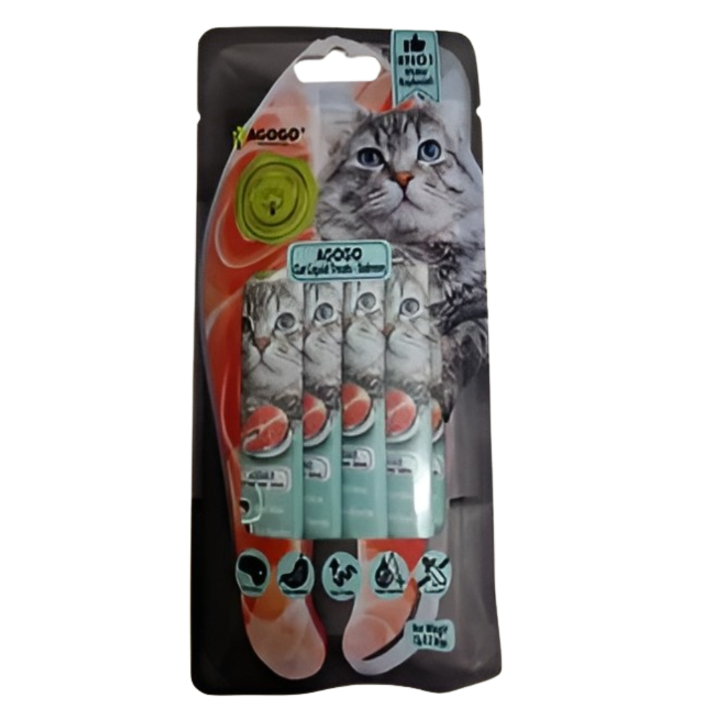 Agogo Cat Liquid Treat Salmon 12gx5sticks-Agogo-Catsmart-express