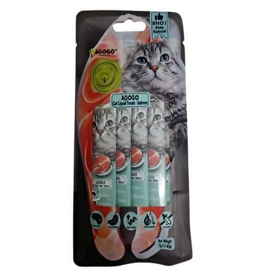 Agogo Cat Liquid Treat Salmon 12gx5sticks-Agogo-Catsmart-express