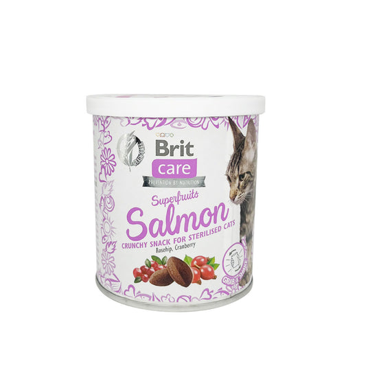Brit Care Cat Superfruits Salmon Crunchy Snack for Sterilised Cats with Rosehip & Cranberry 100g-Brit-Catsmart-express