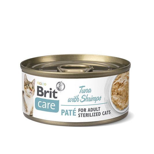 Brit Care Can Food Pate Tuna with Shrimps 70g for Sterilized Cats-Brit-Catsmart-express