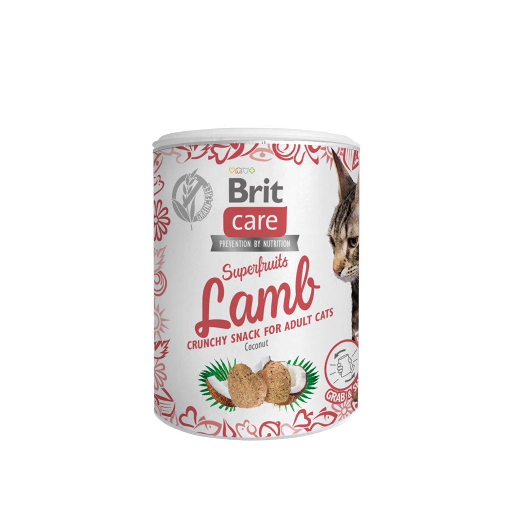 Brit Care Cat Superfruits Lamb Crunchy Snack with Coconut 100g-Brit-Catsmart-express
