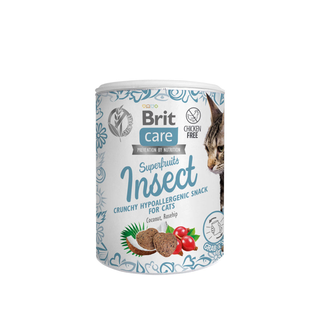 Brit Care Cat Superfruits Insect Crunchy Hypoallergenic Snack with Coconut & Rosehip 100g-Brit-Catsmart-express