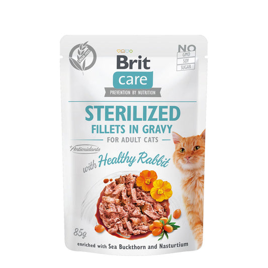 Brit Care Cat Fillets In Gravy Healthy Rabbit 85g for Sterilised Cats-Brit-Catsmart-express