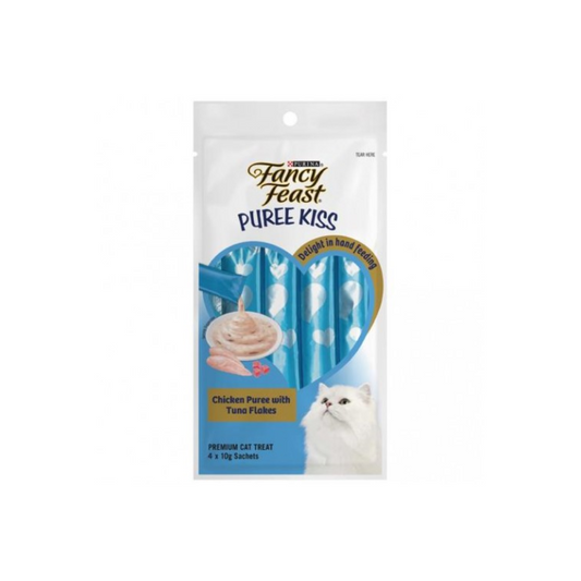 Fancy Feast Puree Kiss Chicken Puree with Tuna Flakes 10g x 4 (3 Packs)-Fancy Feast-Catsmart-express