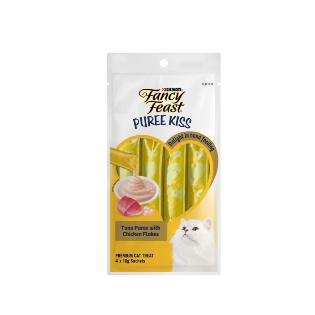 Fancy Feast Puree Kiss Tuna Puree With Chicken Flakes 10g x 4-Fancy Feast-Catsmart-express