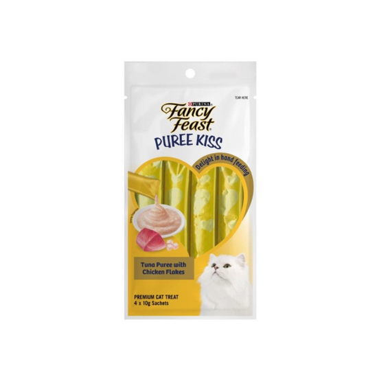 Fancy Feast Puree Kiss Tuna Puree With Chicken Flakes 10g x 4 (3 Packs)-Fancy Feast-Catsmart-express
