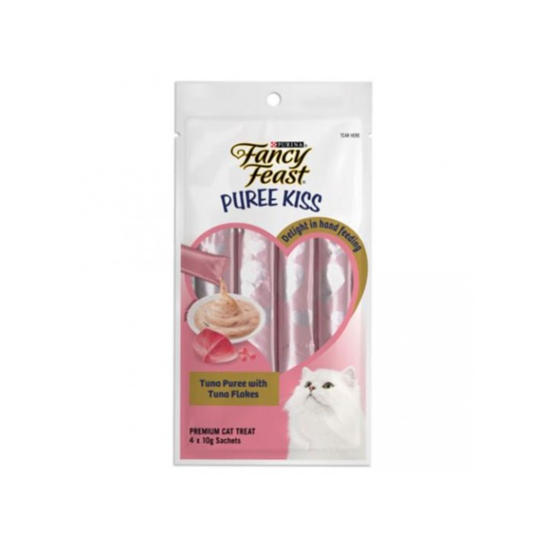 Fancy Feast Puree Kiss Tuna Puree with Tuna Flakes 10g x 4 (3 Packs)-Fancy Feast-Catsmart-express