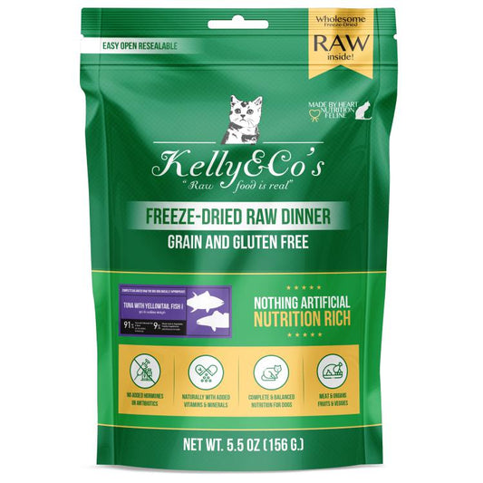 Kelly & Co's Cat Freezed-Dried Raw Dinner Tuna and YellowTail Fish with Mixed Fruits and Vegetables 156g-Kelly & Co's-Catsmart-express
