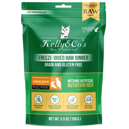 Kelly & Co's Cat Freezed-Dried Raw Dinner Salmon and Chicken with Mixed Fruits and Vegetables 156g-Kelly & Co's-Catsmart-express