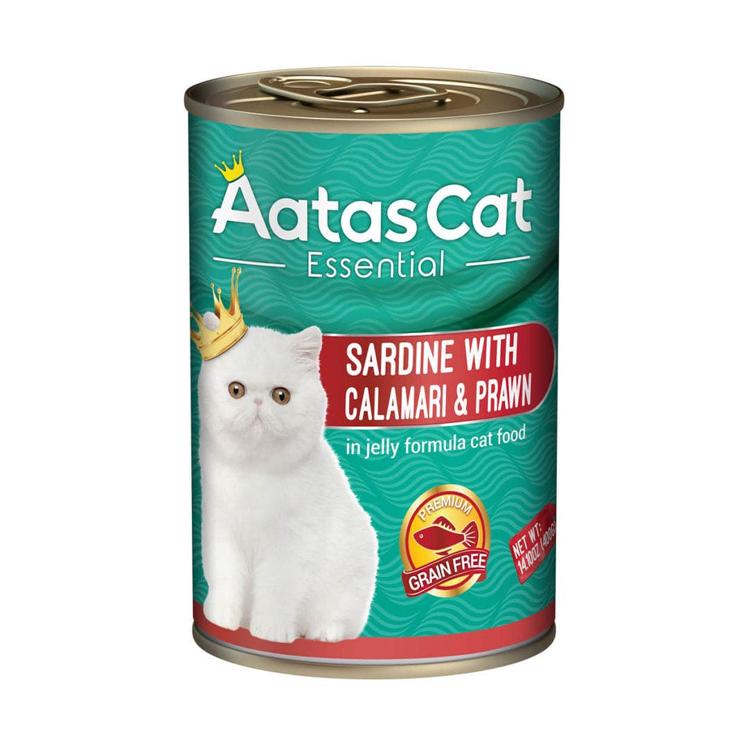 Aatas Cat Essential Sardine with Calamari & Prawn Cat Canned Food 400g Carton (24 Cans)-Aatas Cat-Catsmart-express