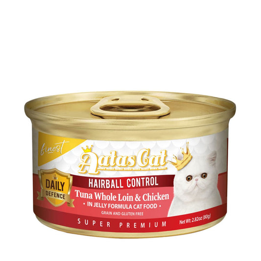 Aatas Cat Finest Daily Defence Hairball Control Tuna Whole Loin & Chicken in Jelly 80g-Aatas Cat-Catsmart-express