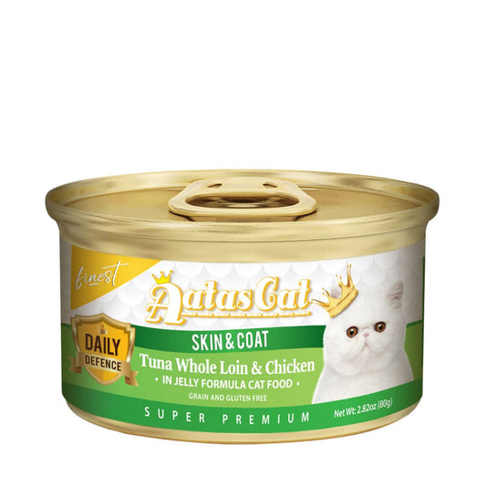 Aatas Cat Finest Daily Defence Skin & Coat Tuna Whole Loin & Chicken in Jelly 80g-Aatas Cat-Catsmart-express