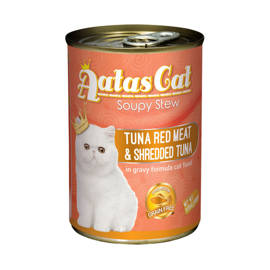 Aatas Cat Soupy Stew Tuna Red Meat & Shredded Tuna 400g Carton (24 Cans)-Aatas Cat-Catsmart-express