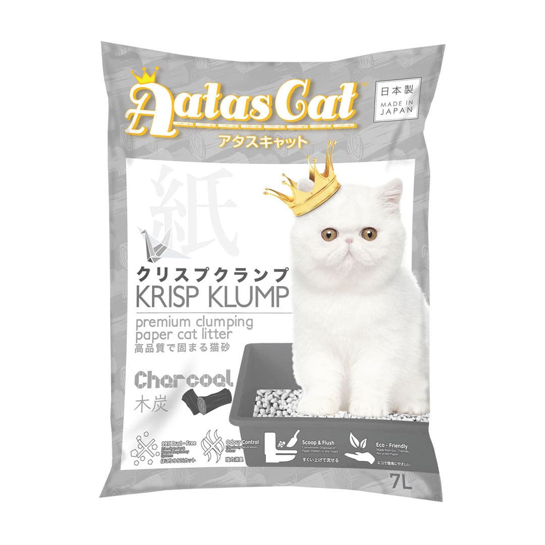 Aatas Cat Krisp Klump Premium Clumping Paper Cat Litter Charcoal 7L-Aatas Cat-Catsmart-express