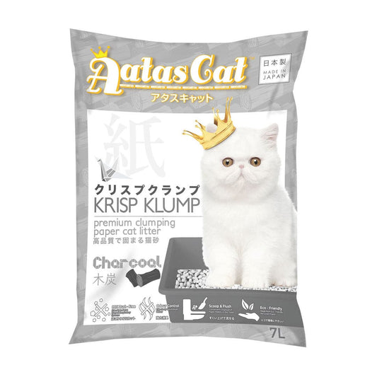 Aatas Cat Krisp Klump Premium Clumping Paper Cat Litter Charcoal 7L (4 Packs)-Aatas Cat-Catsmart-express