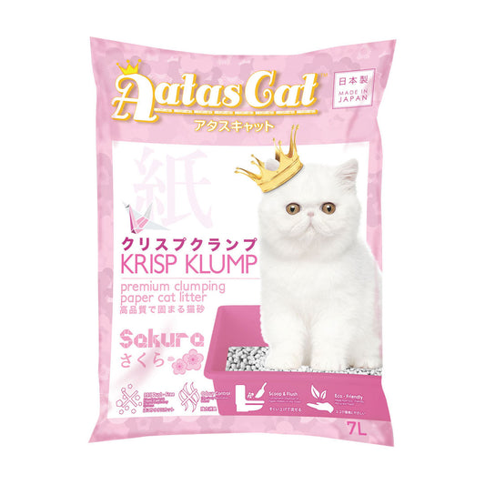 Aatas Cat Krisp Klump Premium Clumping Paper Cat Litter Sakura 7L (4 Packs)-Aatas Cat-Catsmart-express