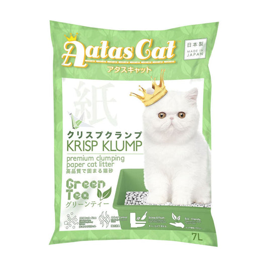 Aatas Cat Krisp Klump Premium Clumping Paper Cat Litter Green Tea 7L-Aatas Cat-Catsmart-express