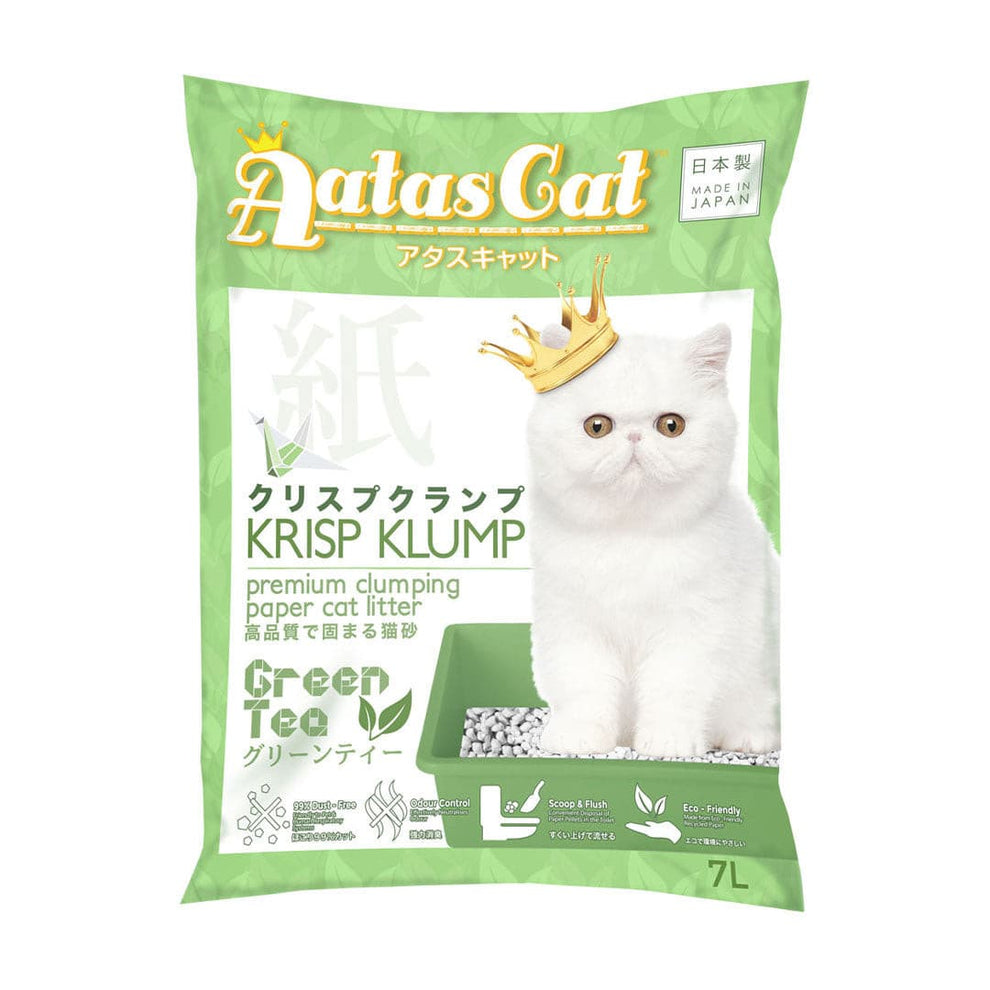 Aatas Cat Krisp Klump Premium Clumping Paper Cat Litter Green Tea 7L ...