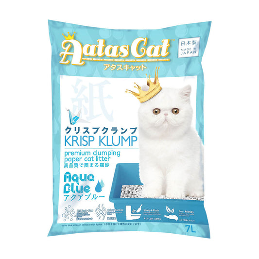 Aatas Cat Krisp Klump Premium Clumping Paper Cat Litter Aqua Blue 7L (4 Packs)-Aatas Cat-Catsmart-express