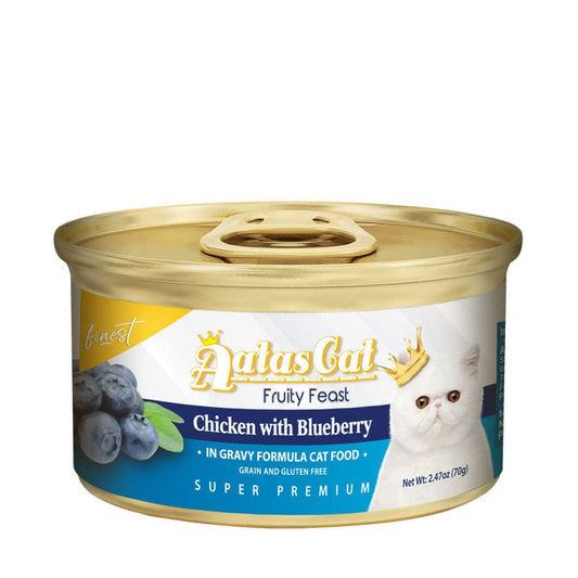 Aatas Cat Finest Fruity Feast Chicken with Blueberry in Gravy 70g Carton (24 Cans)-Aatas Cat-Catsmart-express