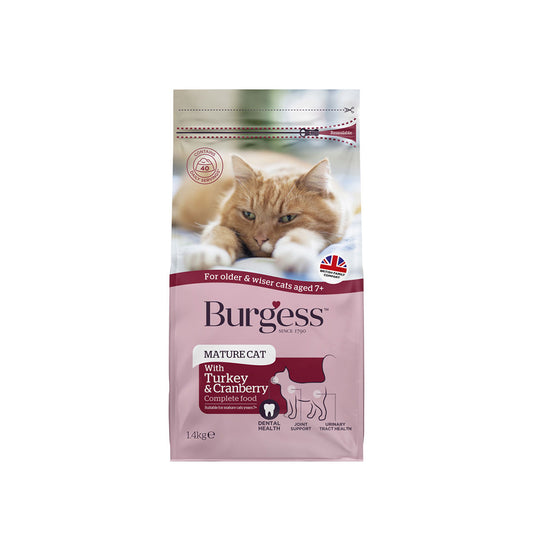 Burgess Mature Cat 7+ Years Old Turkey & Cranberry 1.4kg-Burgess-Catsmart-express