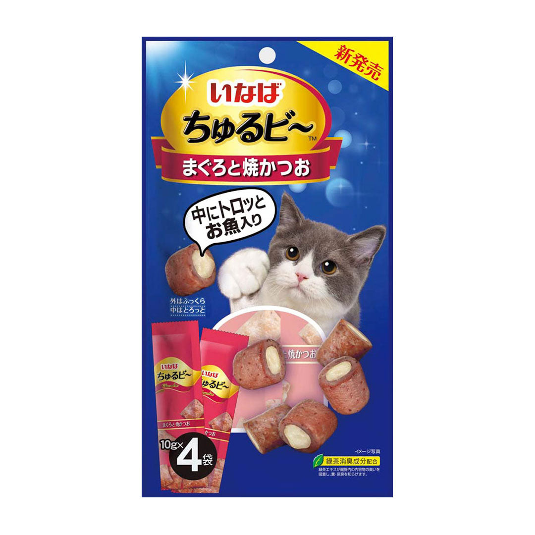Ciao Churu Bee Maguro Bite Sized Snack with Creamy Churu Filling 10g x 4pcs (3 Packs)-Ciao-Catsmart-express