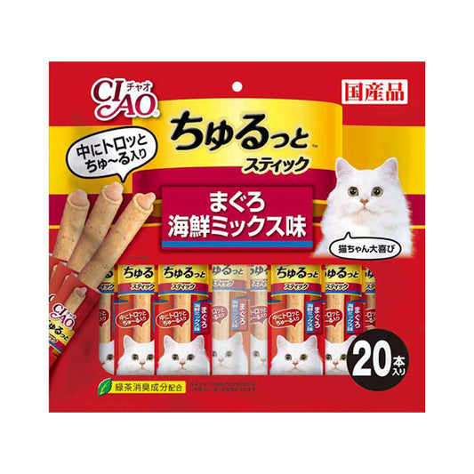 Ciao Churutto Stick Maguro with Scallop Formula 7g x 20 sticks-Ciao-Catsmart-express
