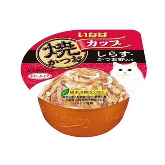 Ciao Cup Tuna In Gravy Topping Whitebait & Sliced Bonito 80g-Ciao-Catsmart-express