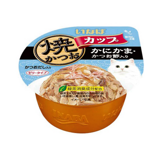 Ciao Cup Tuna In Gravy Topping Crabstick & Sliced Bonito 80g Carton (24 cups)-Ciao-Catsmart-express