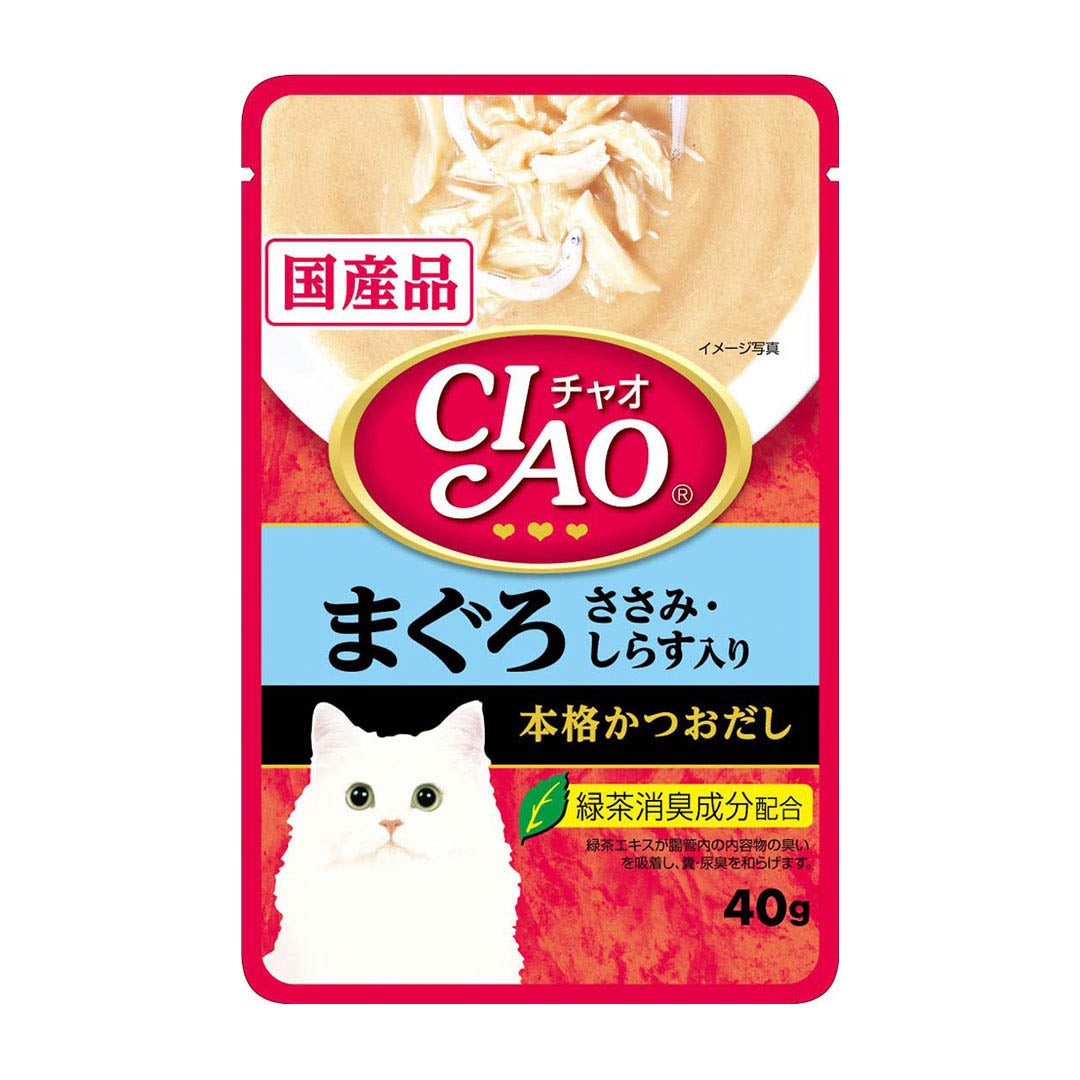 Ciao Creamy Soup Pouch Tuna (Maguro) & Chicken Fillet Topping Shirasu 40g-Ciao-Catsmart-express