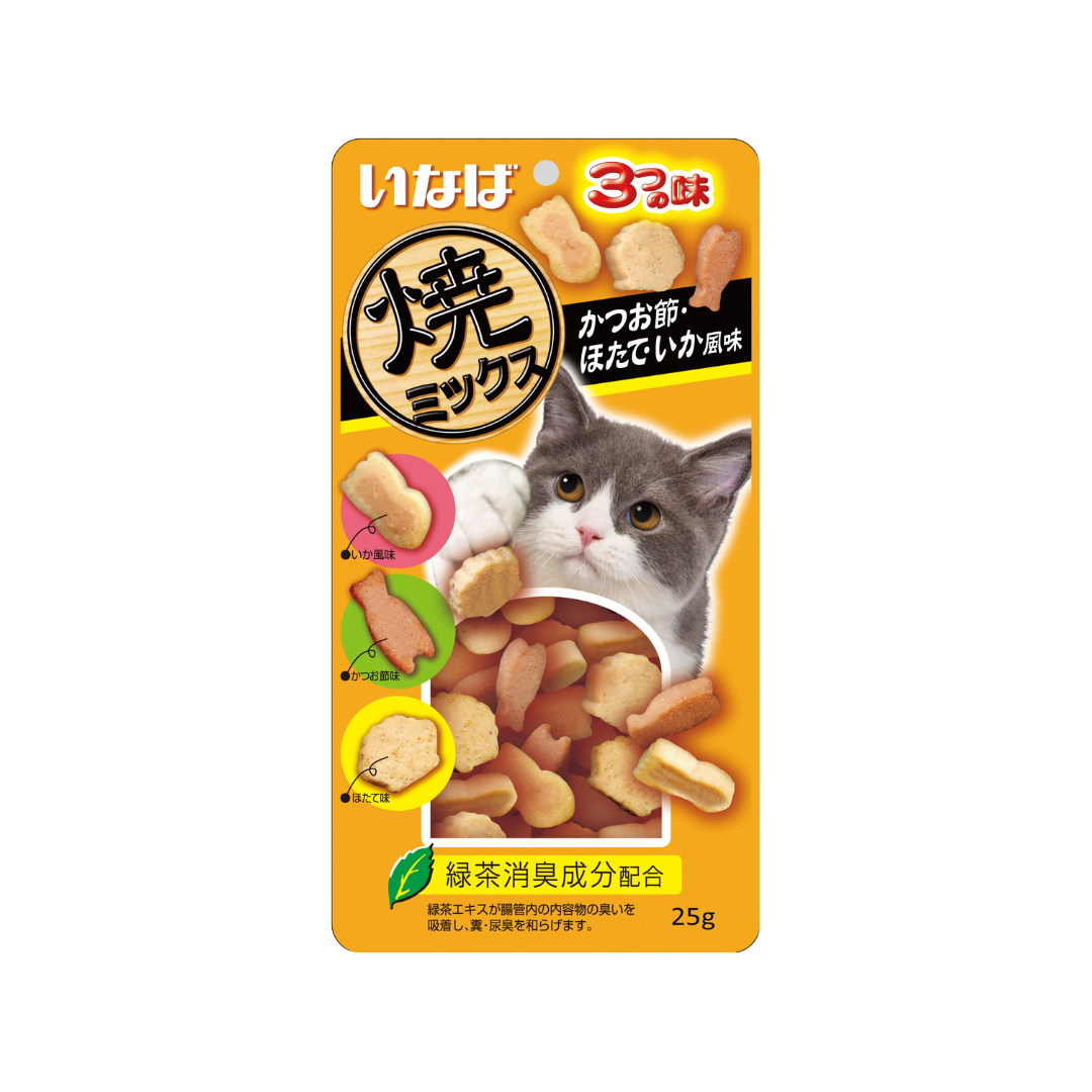 Ciao Soft Bits Tuna & Chicken Fillet Dried Bonito Scallop & Squid Flavor 25g (3 Packs)-Ciao-Catsmart-express